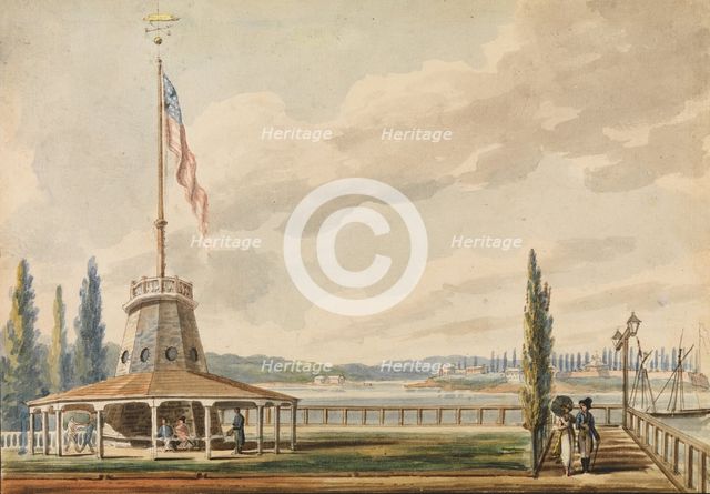 The Traveler's First View of New York—The Battery and Flagstaff, 1811-ca. 1813. Creator: Pavel Petrovic Svin'in.