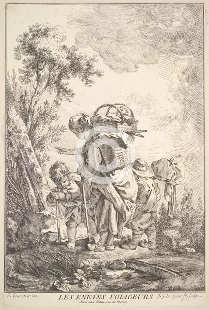 The Traveling Children, mid to late 18th century. Creator: Jacques Gabriel Huquier.