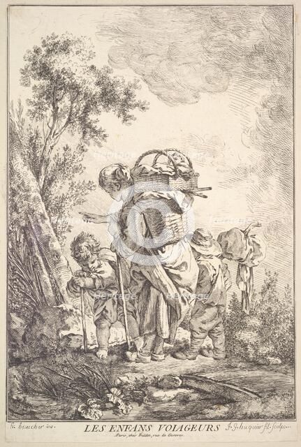 The Traveling Children, mid to late 18th century. Creator: Jacques Gabriel Huquier.
