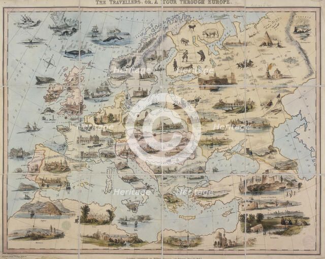 'The Travellers, or a Tour through Europe', 1842. Creators: W Clerk, William Spooner.