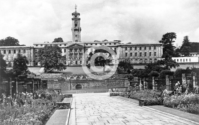 The Trent Building from Highfields Park, University of Nottingham, Nottinghamshire, c1950(?). Artist: Unknown
