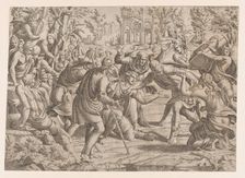 The Treacherous Sinon Brought into the Trojan's Camp by the Shepherds, 1535-55. Creator: Jean Mignon