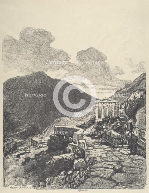 The Treasury of Athens, Delphi, 1913. Creator: Joseph Pennell.