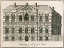 The Treasury in St James's Park, Westminster, London, 1750. Artist: Benjamin Cole