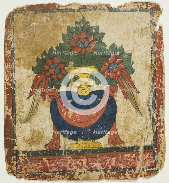 The Treasure Vase (Bumpa), from a Set of Initiation Cards (Tsakali), 14th/15th century. Creator: Unknown.