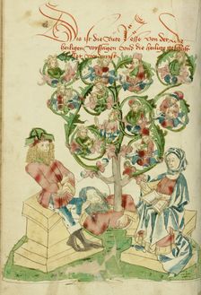 The Tree of Jesse; Barlaam und Josaphat, 1469. Creators: Hans Schilling, Diebolt Lauber