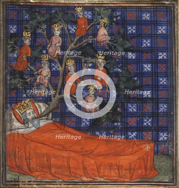The Tree of Jesse (from the Bible historiale by Guiart des Moulins), 1400-1415. Artist: Virgil Master (active 1380-1420)