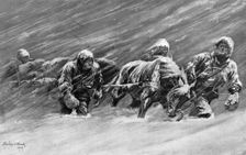 The trek during the snowstorm, 1909. Creator: Stanley Llewellyn Wood
