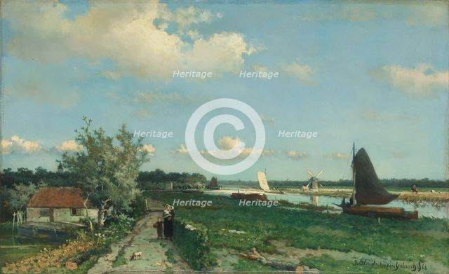 The Trekvliet Shipping Canal near Rijswijk, known as the ‘View near the Geest Bridge’, 1868. Creator: Jan Hendrik Weissenbruch.