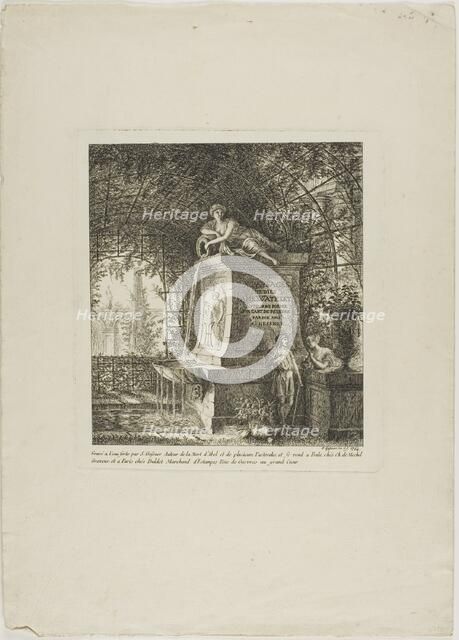 The Trellised Fountain, frontispiece from Paysages Dédiés à M. Warelet, 1764. Creator: Salomon Gessner.