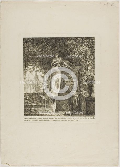 The Trellised Fountain, frontispiece from Paysages Dédiés à M. Warelet, 1764. Creator: Salomon Gessner.