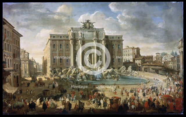 'The Trevi Fountain in Rome (Pope Benidict XIV Visits the Trevi Fountain in Rome)', 18th century. Artist: Giovanni Paolo Panini