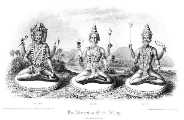 The Trimurti or Hindu Trinity.Artist: Andrew Thomas