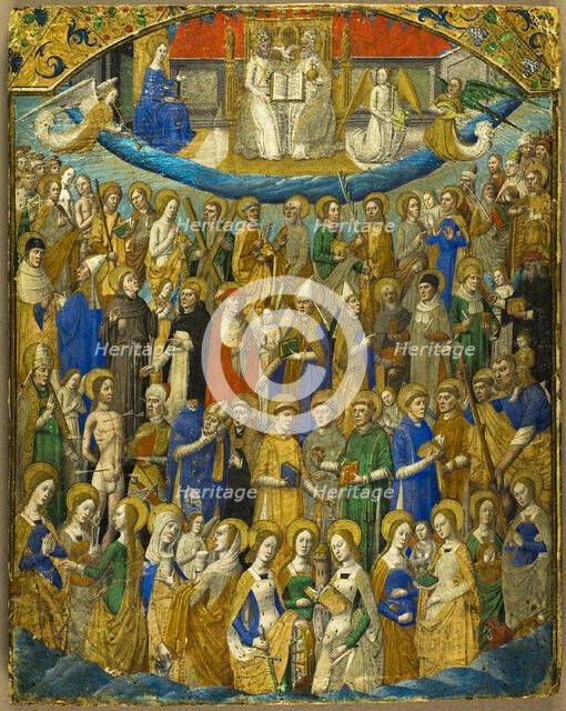 The Trinity and Saints in Paradise, or La Cour Céleste from a volume of "La Cité..., mid 15th cent. Creator: Unknown.