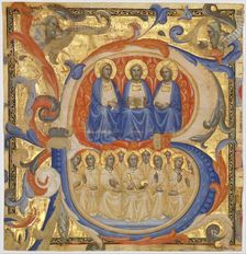The Trinity in an Initial B, Probably 1387. Creator: Master of the Codex Rossiano (Sienese, active ca. 1380-1400)