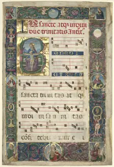 The Trinity: Leaf from a Gradual with Initial B, c. 1496-1502. Creator: Perugino (Italian, c1450/55-1523), circle of
