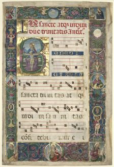 The Trinity: Leaf from a Gradual with Initial B, c. 1496-1502. Creator: Perugino (Italian, c1450/55-1523), circle of