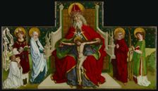 The Trinity with the Virgin, Saints John the Evangelist, Stephen and Lawrence and a Donor, 1479. Creator: Peter Hemmel von Andlau Workshop