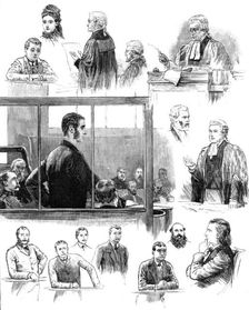 The Trial of Patrick O'Donnell at the Old Bailey for the murder of James Carey, 1883. Creator: Unknown