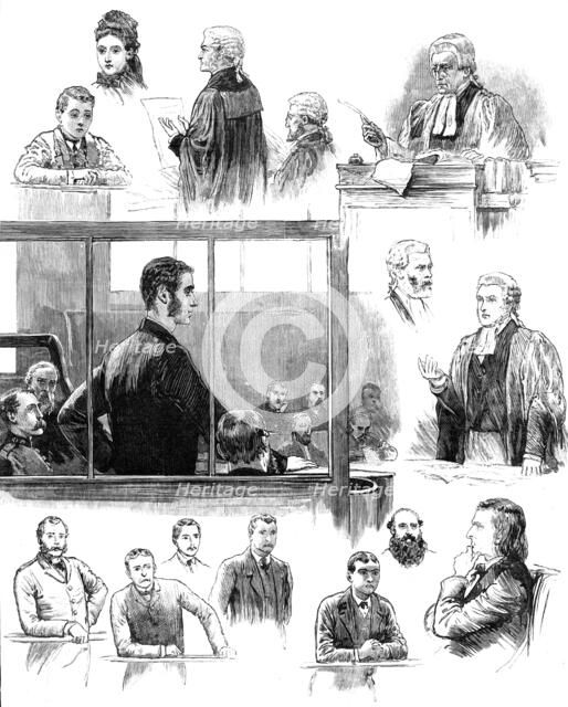 The Trial of Patrick O'Donnell at the Old Bailey for the murder of James Carey, 1883. Creator: Unknown.