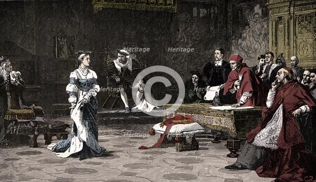 The trial of Queen Catherine, 1529 (1905).  Artist: Unknown.