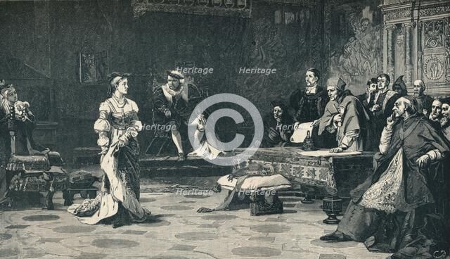 The trial of Queen Catherine, 1529 (1905).  Artist: Unknown.