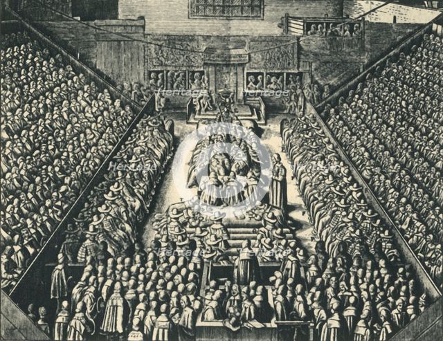 'The Trial of the Earl of Strafford in Westminster Hall, 1641', 1947. Creator: Wenceslaus Hollar.