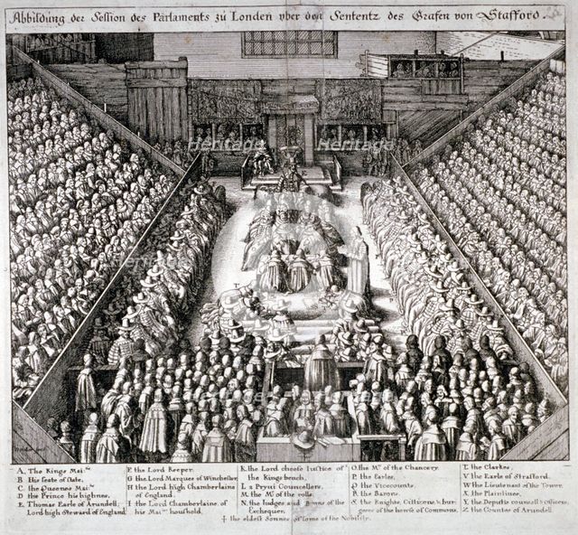 The Trial of Thomas Wentworth, Earl of Strafford, Westminster Hall, London, 1641.            Artist: Wenceslaus Hollar