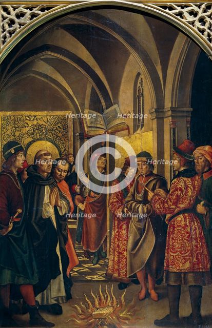The Trial by Fire, (Saint Dominic and the Albigensians), c1480-1500. Creator: Pedro Berruguete.