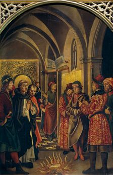 The Trial by Fire, (Saint Dominic and the Albigensians), c1480-1500. Creator: Pedro Berruguete