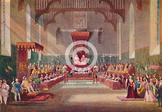 'The Trial Scene in Henry VIII', 1904. Artist: Frank Lloyd.