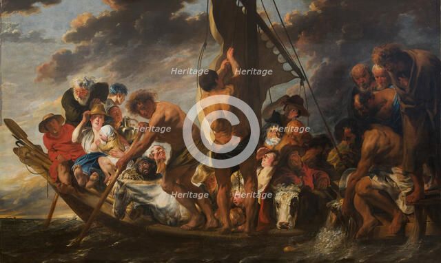 The Tribute Money. Peter Finding the Silver Coin in the Mouth of the Fish. (The Ferry Boat to Antwerp), 1616-1634. Artist: Jordaens, Jacob (1593-1678)