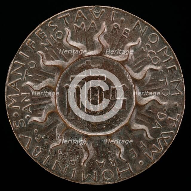 The Trigram IHS in a Flaming Halo [reverse], c. 1444/1462. Creator: Antonio Marescotti.