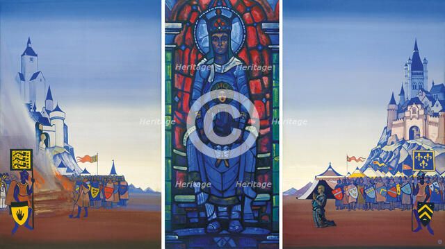 The Triptych St. Joan of Arc: The Maid at the Stake. Eternal Mother. Vigil of Prayer, 1931. Creator: Roerich, Nicholas (1874-1947).
