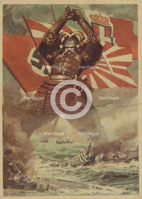 The Tripartite Pact (Germany, Italy, Japan). Propaganda Postcard, c1941. Creator: Boccasile, Gino (1901-1952).