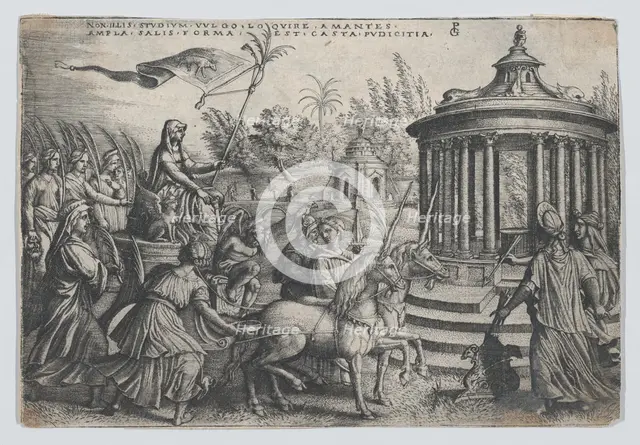 The Triumph of Chastity on Love, from the Triumphs of Petrarch. Creator: Georg Pencz.