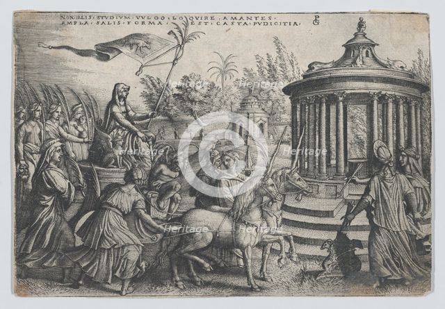 The Triumph of Chastity on Love, from the Triumphs of Petrarch. Creator: Georg Pencz.
