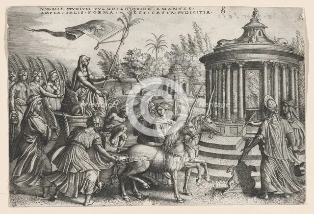 The Triumph of Chastity on Love, from the Triumphs of Petrarch. Creator: Georg Pencz.