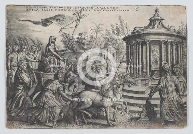 The Triumph of Chastity on Love, from the Triumphs of Petrarch. Creator: Georg Pencz.