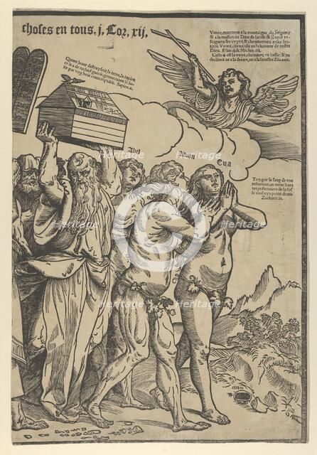 The Triumph of Christ: the last sheet on the right showing Adam and Eve who lead th..., ca. 1510-11. Creator: Anon.