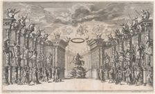 The Triumph of Austria; Leopold I at center, mounted on a reared horse, atop a military tr..., 1668. Creator: Mathäus Küsel
