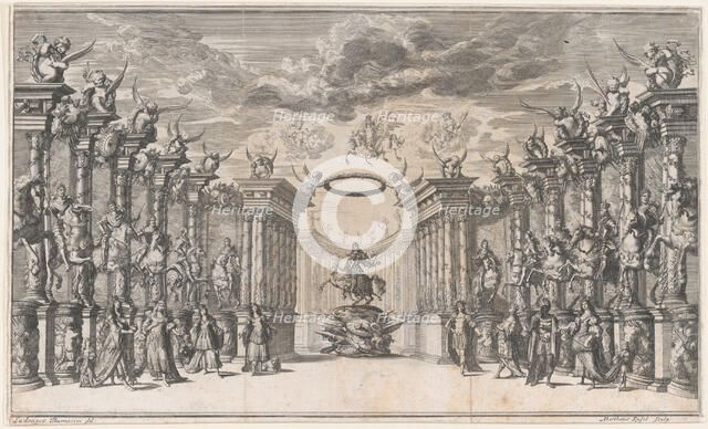 The Triumph of Austria; Leopold I at center, mounted on a reared horse, atop a military tr..., 1668. Creator: Mathäus Küsel.