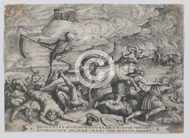 The Triumph of Death on Time, from The Triumph of Petrarch. Creator: Georg Pencz.