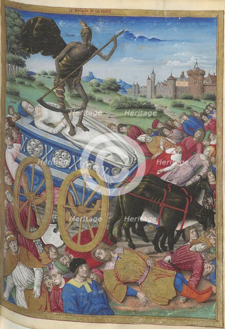 The triumph of Death: the death of Laura. Miniature from Pétrarque, Les Triomphes, 1500-1505. Creator: Serpin, Jean (active 1500-1520).