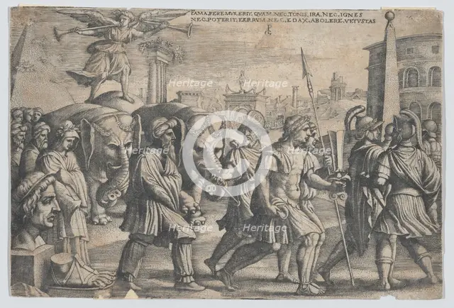 The Triumph of Fame on Chastity, from The Triumphs of Petrarch. Creator: Georg Pencz.