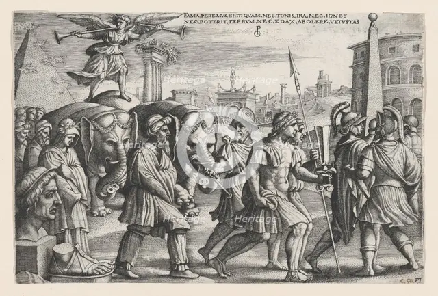 The Triumph of Fame on Chastity, from The Triumphs of Petrarch. Creator: Georg Pencz.