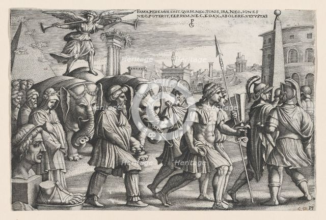 The Triumph of Fame on Chastity, from The Triumphs of Petrarch. Creator: Georg Pencz.