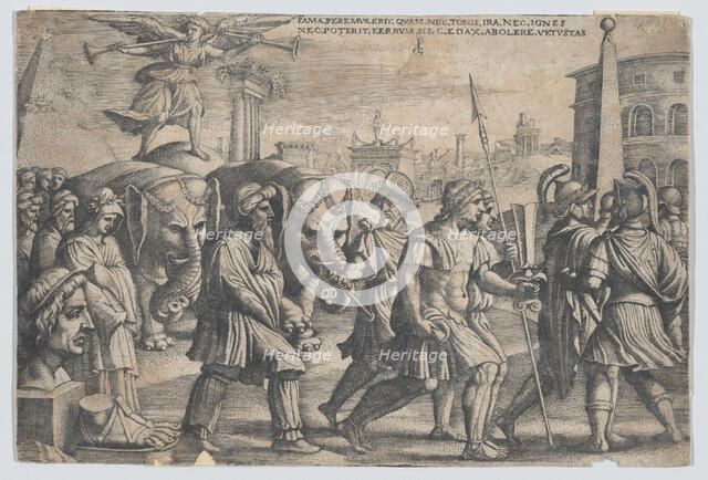 The Triumph of Fame on Chastity, from The Triumphs of Petrarch. Creator: Georg Pencz.