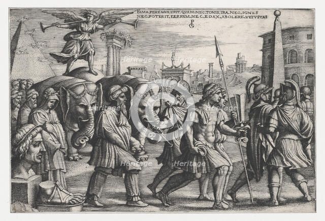 The Triumph of Fame on Chastity, from The Triumphs of Petrarch. Creator: Georg Pencz.