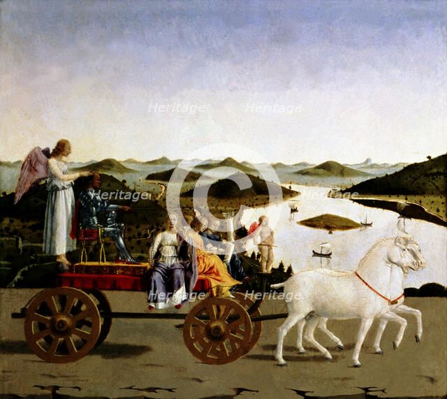 The triumph of Federico de Montefieltro crowned by Victory, Duke of Urbino.